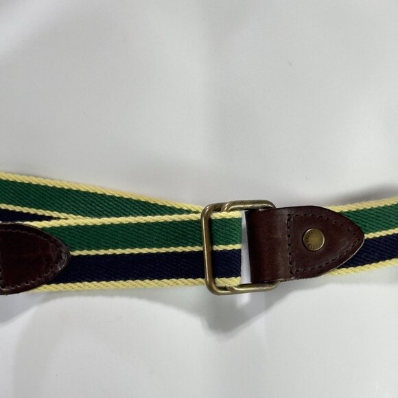 TED BAKER Mens Stripe Belt Blue & Green Polyester Blend Leather Trim Size 34 - Picture 2 of 9